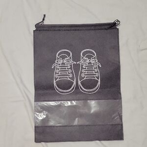 Gray Shoe Storage Bag with Drawstring